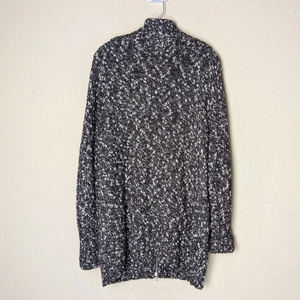 Chico's Wool-Blend‎ Marled Zip-Up Sweater Jacket Brown, Size L Oversized Tunic